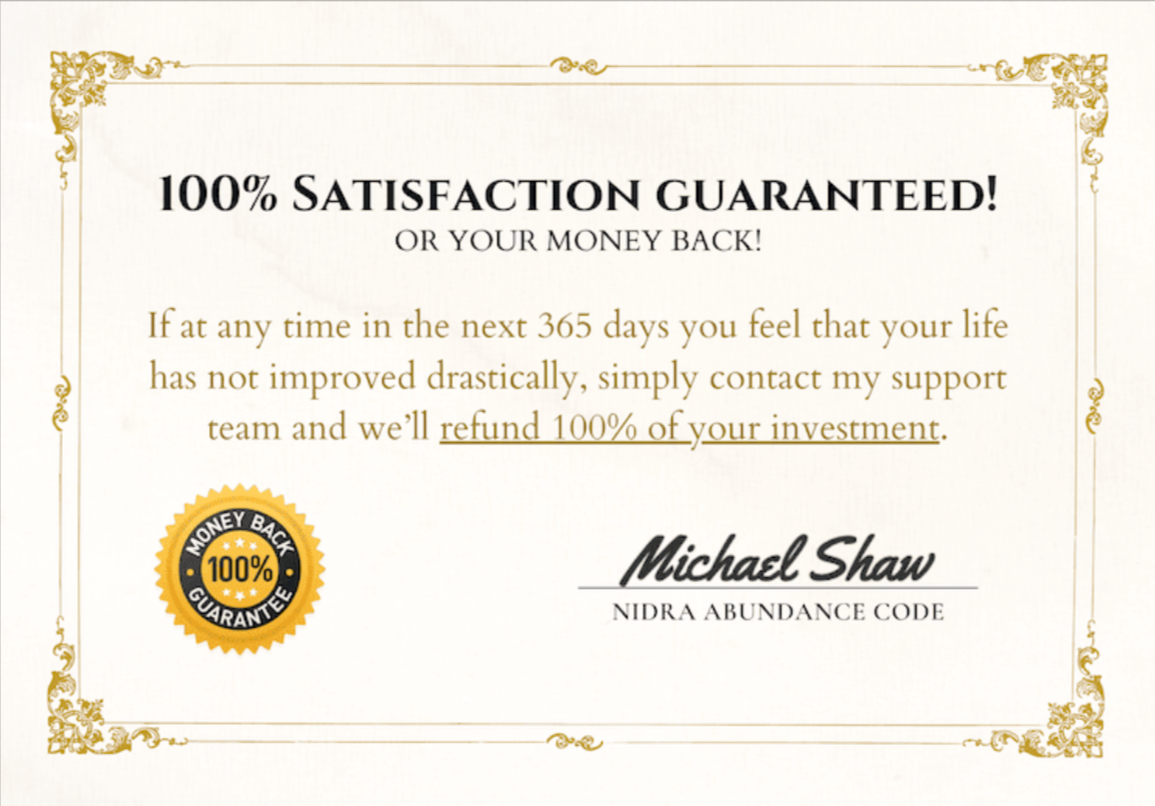 Nidra Abundance Code Guarantee